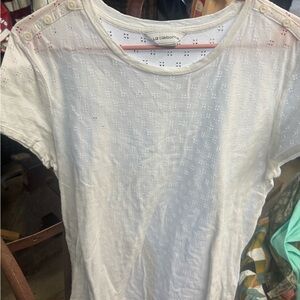 Liz Claiborne White Eyelet Short Sleeve Tee